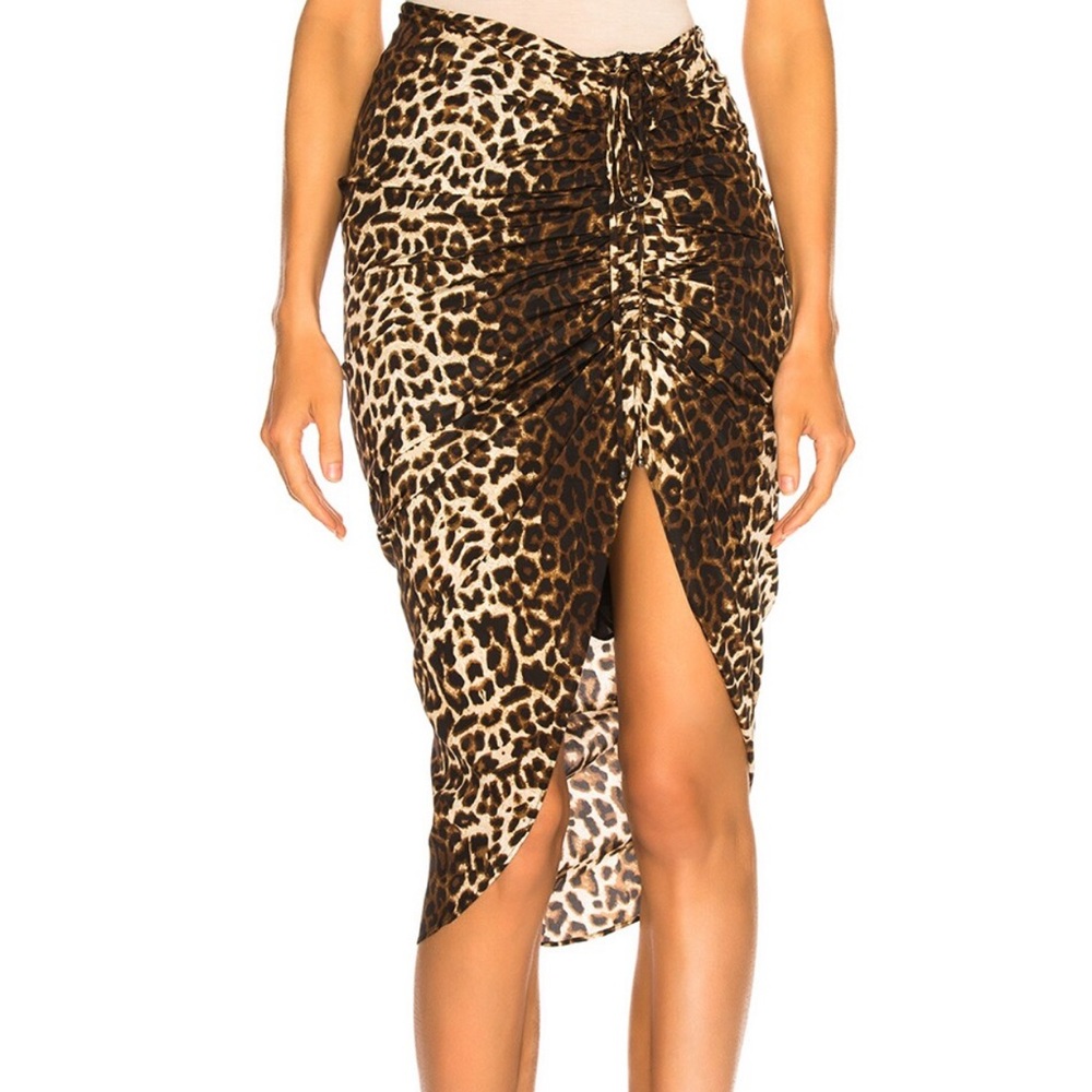 VERONICA BEARD Ari Ruched Leopard-Print High-Low Skirt